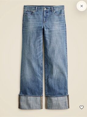 Cuffed Lower-ride Wide-Leg Jeans - Women's